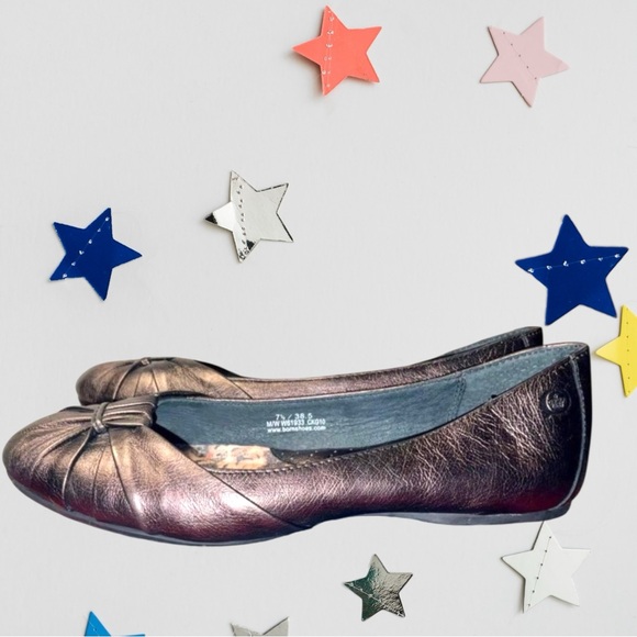 Born Lily Top Knot Bronze Metallic Round Toe Ballet Flats Padded Sole SZ 7.5 - Picture 2 of 12